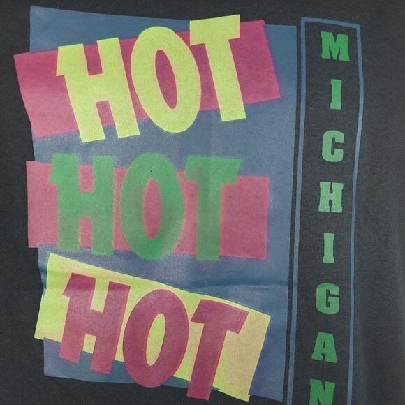 Michigan Travel T Shirt Vintage 80s Hot Hot Hot Made In USA Mens Size Large NEW - Picture 2 of 7